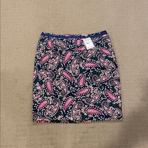 Boden Paisley Pencil Skirt - Pink and Navy